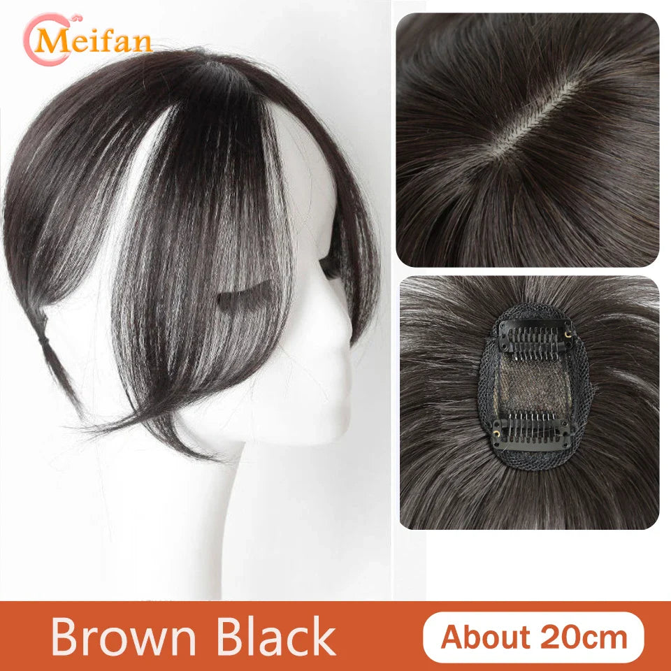 MEIFAN Synthetic False Bangs Clip-In Bangs Extension Natural Neat Fake Fringe Topper Hairpiece Invisible Clourse Hairpieces