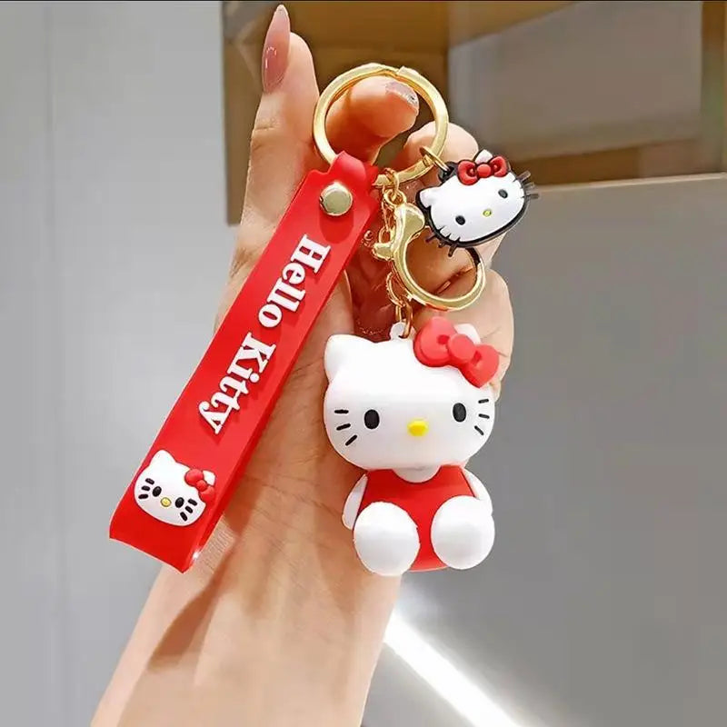 Kawaii Sanrio Hello Kitty Keychain Cartoon Doll Cute Kitty Pvc Key Chain Soft Rubber Car Key Ring Women Bag Pendant Girl Gift