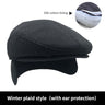 Big Head Circumference Men's Hat Autumn And Winter Warm Beret Spring And Autumn Fleece-lined Earflaps Peaked Cap Small Size