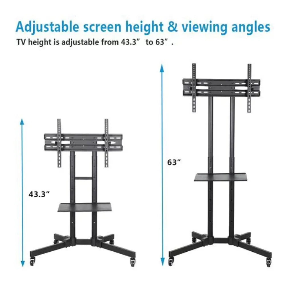 TV Stand Cart for TVs 75", Black Floating Tv Stand