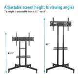 TV Stand Cart for TVs 75", Black Floating Tv Stand