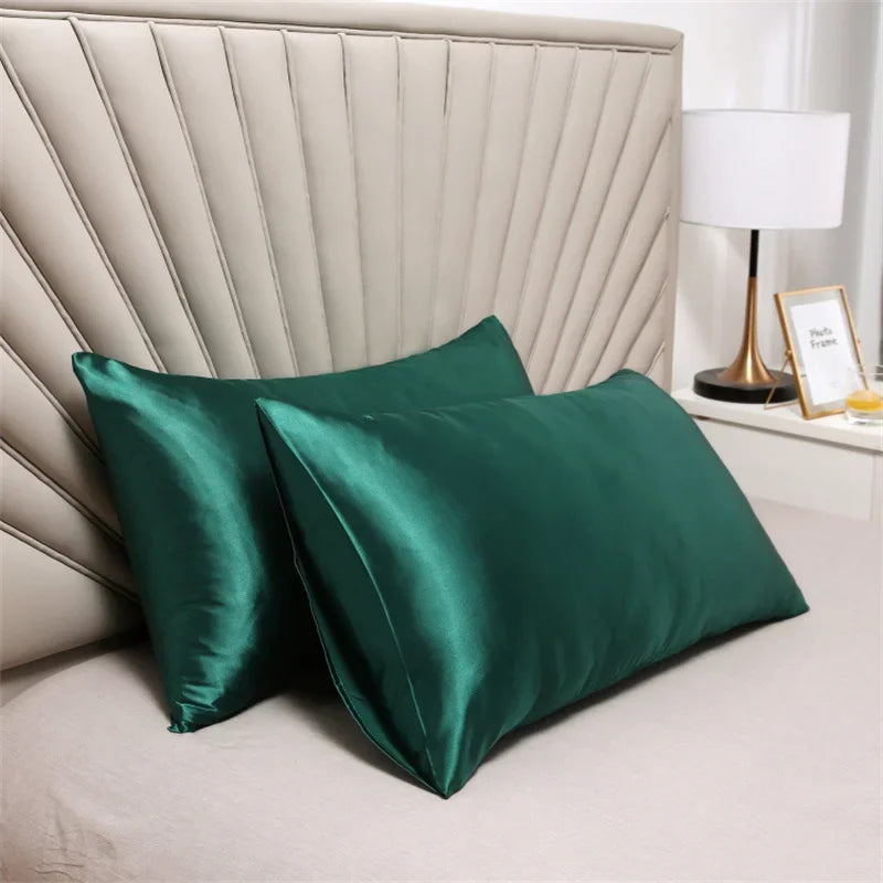 2pcs Silk Pillowcase Children's Winter Anti-static Soft Pillow Protective Case Home Solid Color Pillow Case Anti-dirty Bedding