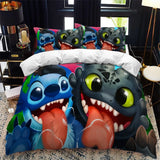 3D Cartoon Bedding Set Disney Lilo & Stitch Queen King Quilt Comforter Duvet Cover Set Children Kids Boys Bedroom Home Textile