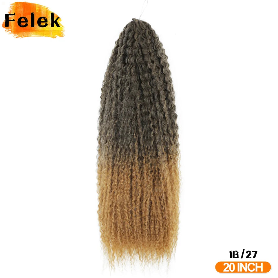 Brazilian Braids Synthetic Curl Hair Soft Braiding Extension 20-28 Inch Afro Crochet Hair Long Water Wave Ombre Color Hair Felek