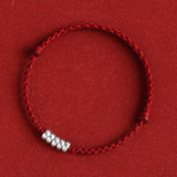 Fit 13-18cm 925 Silver Rope Bracelets Women Round Circle Beads Red Thread Line String Bracelets For Women Girls Men