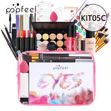 POPFEEL All In One Makeup Set (Eyeshadow, Ligloss, Lipstick, Brushes, Eyebrow, Concealer, Highlight) Cosmetic Bag Eye Shadow Kit