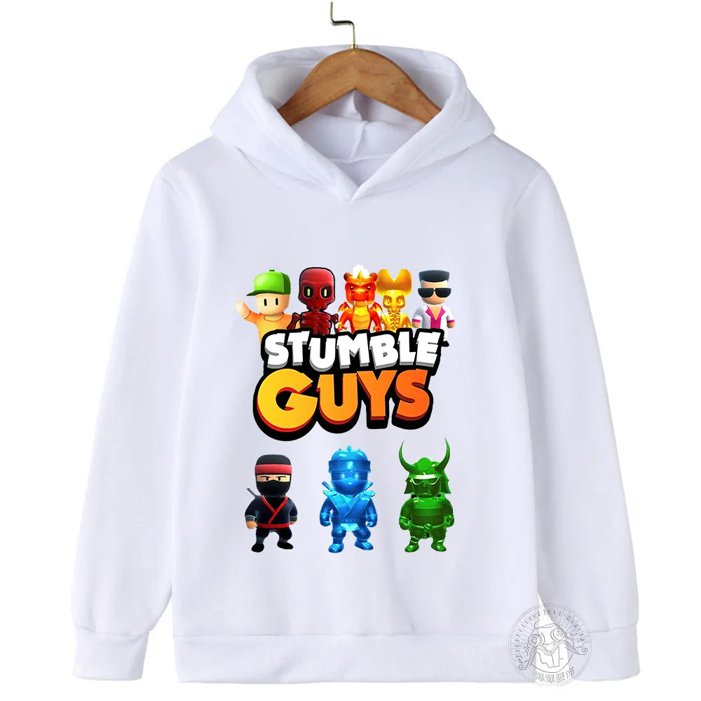 Kids Anime Stumble Guys Hooded Sweatshirts Long Sleeve Pullover Boys Girls Game Print Hoodies Stumble Guys Children Hoodie Tops