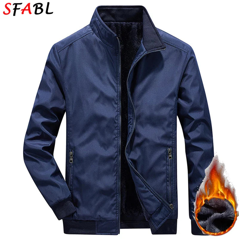 Thick Warm Men's Winter Jacket 2023 New Autumn Winter Fleece Men's Business Jacket Parka Classic Casual Men's Winter Coat Black