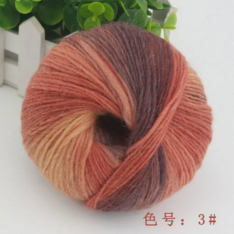 QJH 4Skeins Rainbow Soft Yarn 100% Wool Gradient Multi Color Yarn for Crocheting Knit DIY Hand Knitting Yarn 180m×4(196y×4,50g×4