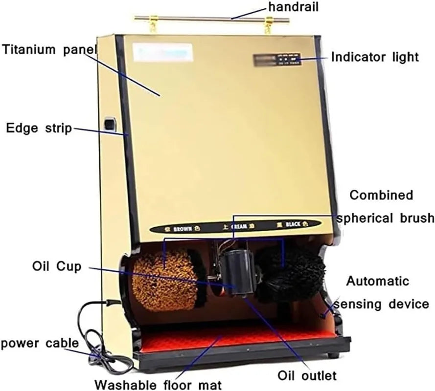 Electric Shoe Shine Polisher, Shoe Polisher Machine, Automatic Induction/Double Combination Brush/Overheating