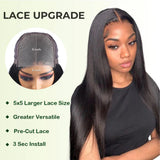 Glueless Wig Human Hair Ready To Wear For Black Women Brazilian 40 Inch Straight 4X4 5x5 Closure Pre Cut Preplucked Wigs