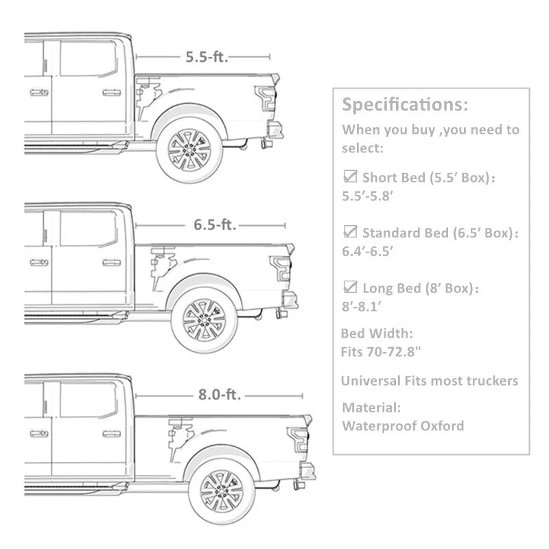 ALWAYSME Universal Pickup Truck Bed Cover For Trucks