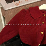 2022 Sweater Turn-down Collar Full Sleeve Regular Length Solid Simple Cotton Comfortable Elegant Casual Winter Children Girls