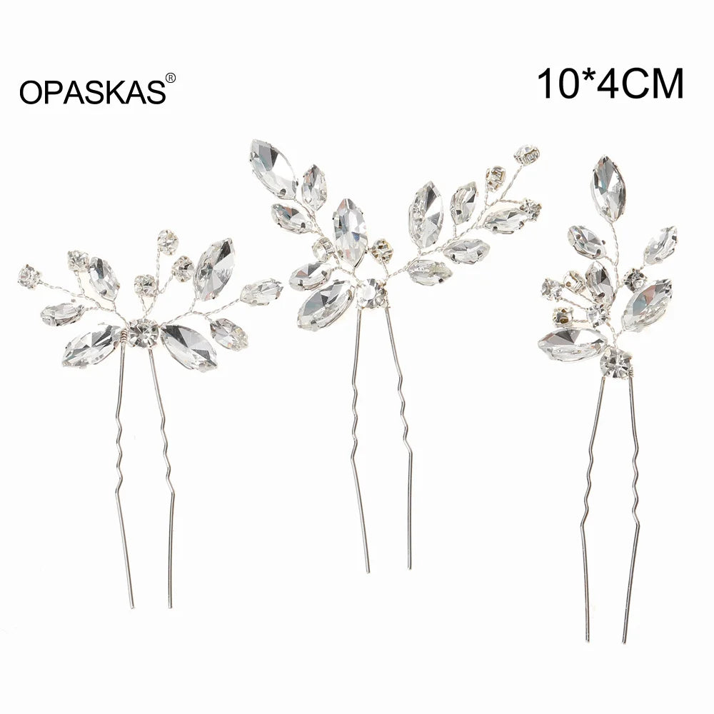 Bride Hairpins Wedding Hair Accessories Trendy Crystal U-shaped Alloy Hair Sticks Forks Girls Banquet Crowns Noiva Jewelry