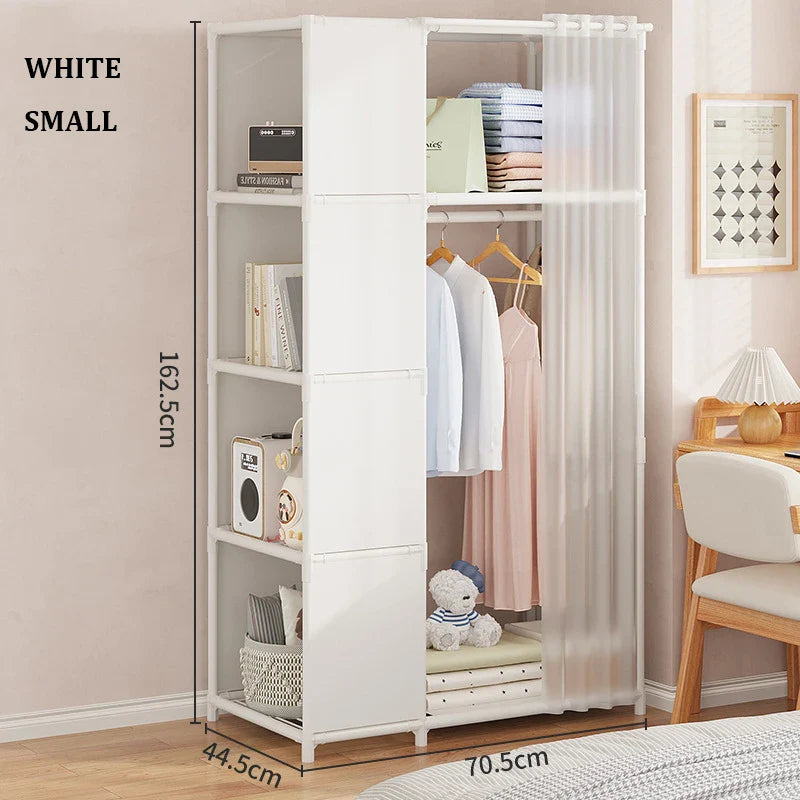 Simple Reinforced Wardrobe With Dust Proof Nonwovens Home Furniture Clothes Storage Rack Thick Steel Pipe Assembly Cabinet