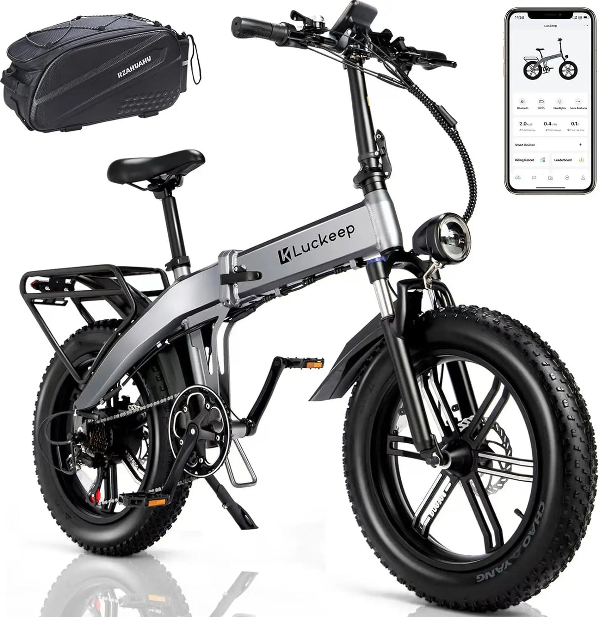 Electric Bike Folding for Adults,200W Peak Motor 48V 15AH/720WH Battery 30MPH 60 Miles Range,20'' x 4 Fat Tire Ebikes for Adults