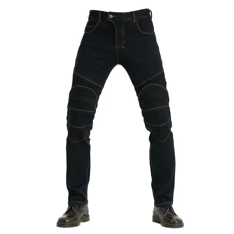 New zipper pants Motorcycle jeans Men's high elastic motorcycle riding rider pants Racing pants with protective gear