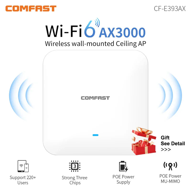 Comfast CF-E393AX 3000Mbps Gigabit WiFi 6 Wireless Ceiling AP Dual Band 2.4G+5Ghz 802.11AX Wifi 6 Access Point Router Booster AP