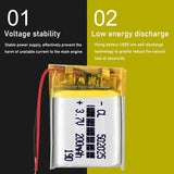 Chinese 502025 3.7v lithium ion battery 200 mah Li polymer battery for portable MP3 MP4 GPS remote controllers