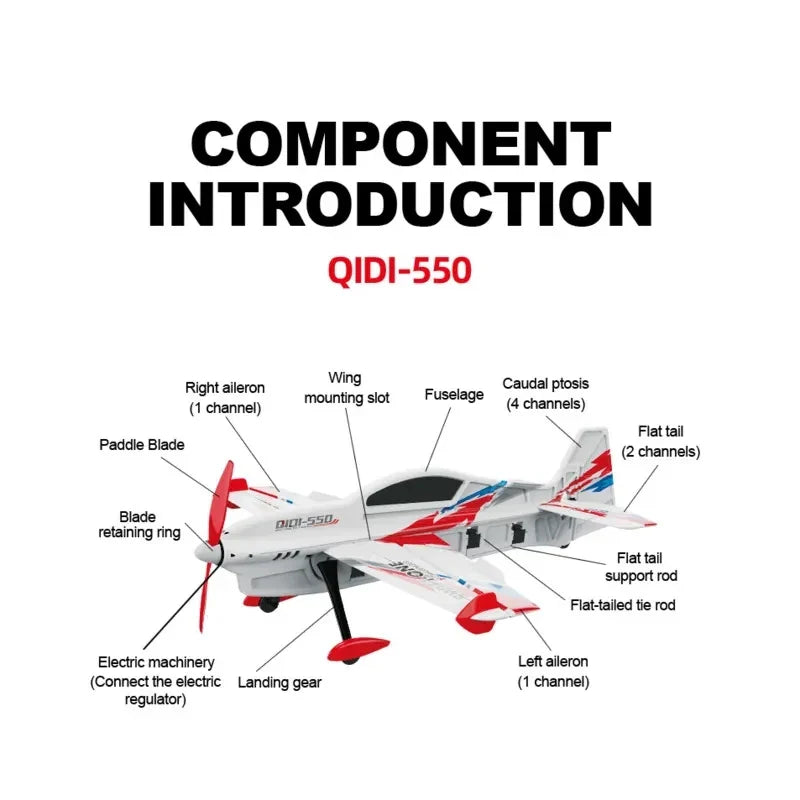 QIDI550 RC Plane 2.4G 500mm Wingspan Wind Resistant Aircraft With One Click Suspension Stunt EPP Foam RTF Flight