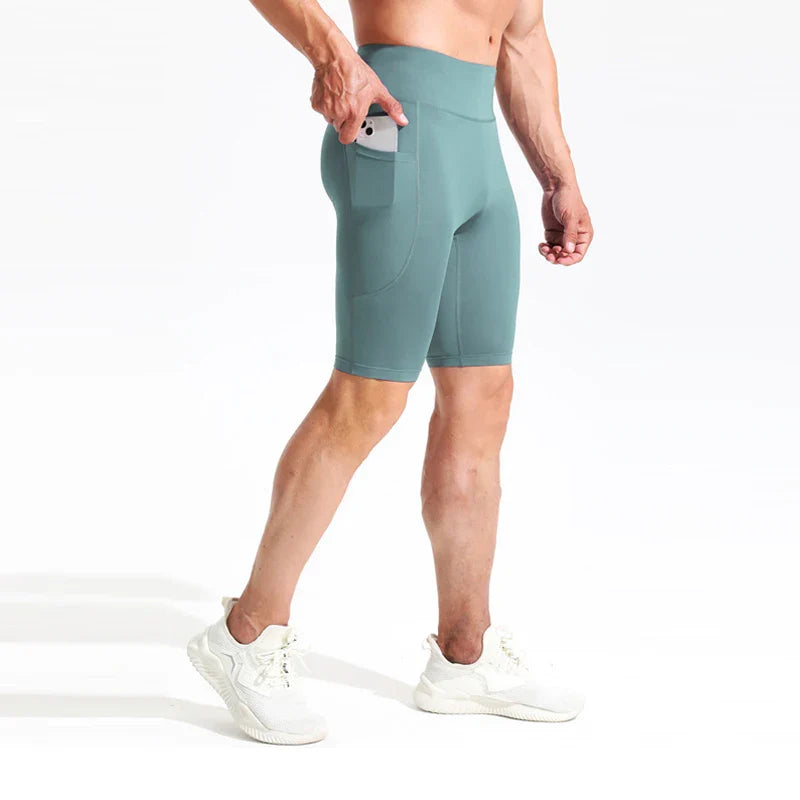 Men Compression Sport Shorts Breathable Pocket Gym Shorts Quick Dry Training Basketball Shorts Casual Running Shorts Streetwear