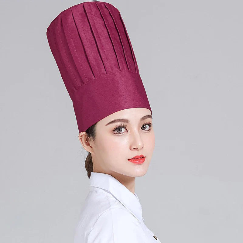 Hotel unisex Chef top hat Catering Cooking Caps Restaurant Man Kitchen Hat Bakery male Waiter Work Hats Adjustable high cap