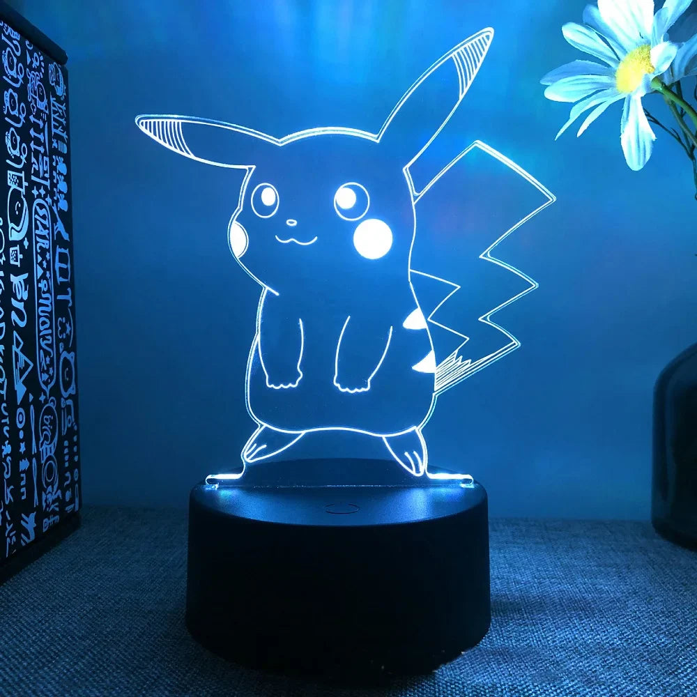 Pokemon Pikachu Charizard Anime Figures 3D Led Night Light Changing Model Action Logo Lampara Collection Brinquedos Figm