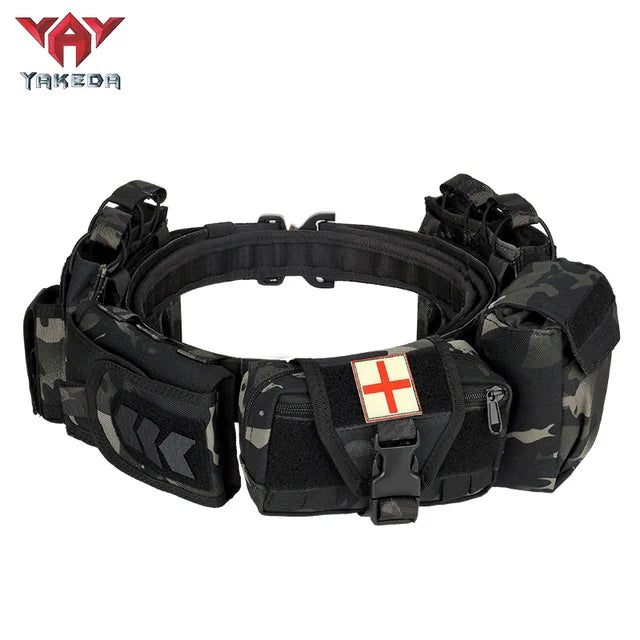 YAKEDA 6 in 1 Tactical Belt Waist Bag Outdoor Multifunction Climbing Storage Bag Hunting Pouch Belt Pocket Bag