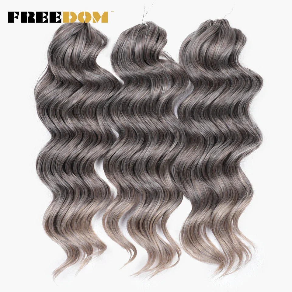 FREEDOM Synthetic Deep Curly Twist Crochet Hair 16 Inch Deep Wave Braid Hair Soft Ombre Blonde Brown Braiding Hair Extensions