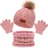 Baby Winter Hat Scarf Gloves Set Knitted Fur Ball Kids Beanie Baby Cap for Girls Boys Accessories Infant Bonnet Toddler Hat 1-5Y