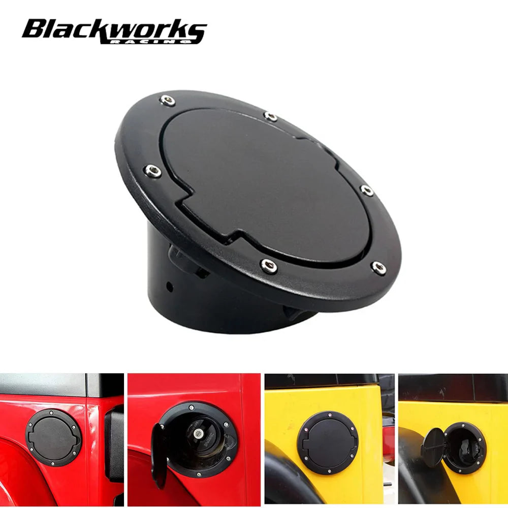 Fuel Door Gas Lid Tank Cover Fuel Tank Cap for 2007-2018 Jeep Wrangler JK JKU 2/4 Doors Car Styling Accessories Black OCC-1047-B