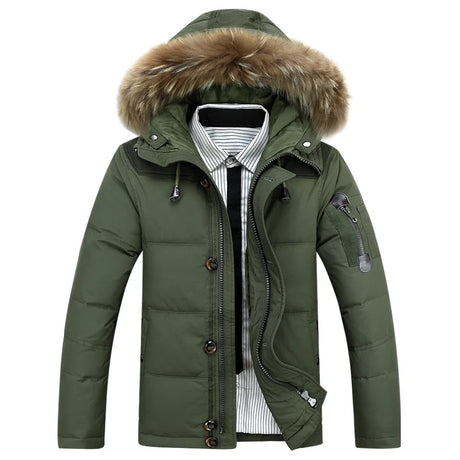 Winter White Duck Down Jacket Men Thick Warm Hooded Puffer Jacket Outwear Coat Male Casual High Quality Overcoat Thermal Parka