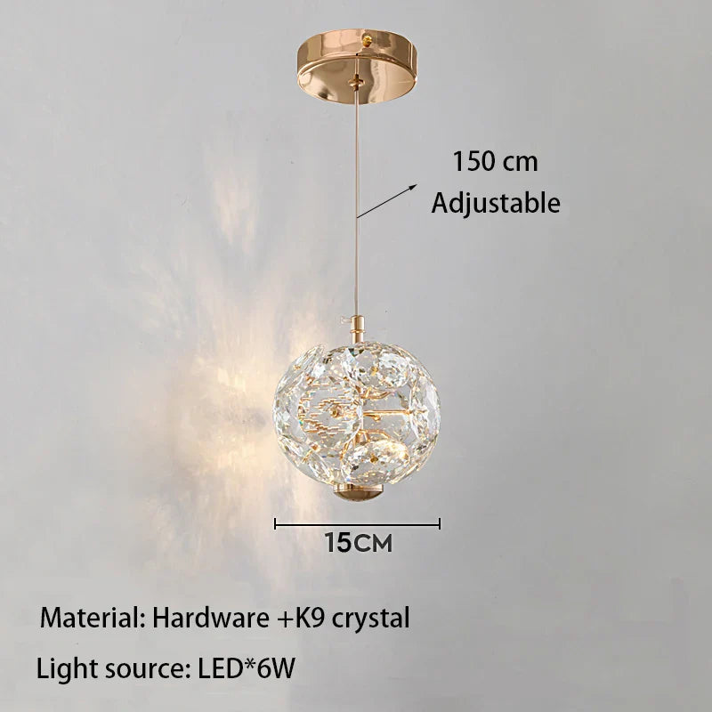 Modern K9 Pure Crystal Bedside Small Chandelier Light Lluxury Crystal Wall Lamp Corridor Ceiling Lamp Bar Decoration Noble Lamps