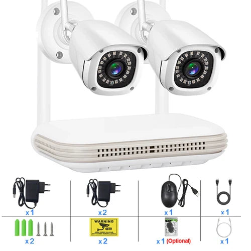 Gadinan 3MP Outdoor WiFi Camera Kit 2.8mm AI Face Detect Audio Security CCTV Humanoid Detection NVR Video Surveillance System