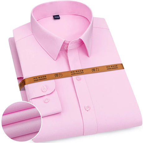 Men's Stretch Shirt Plus Size Long Sleeve Dress Shirts Slim Fit Business Casual Clothing Men's Fashion Top NS5735