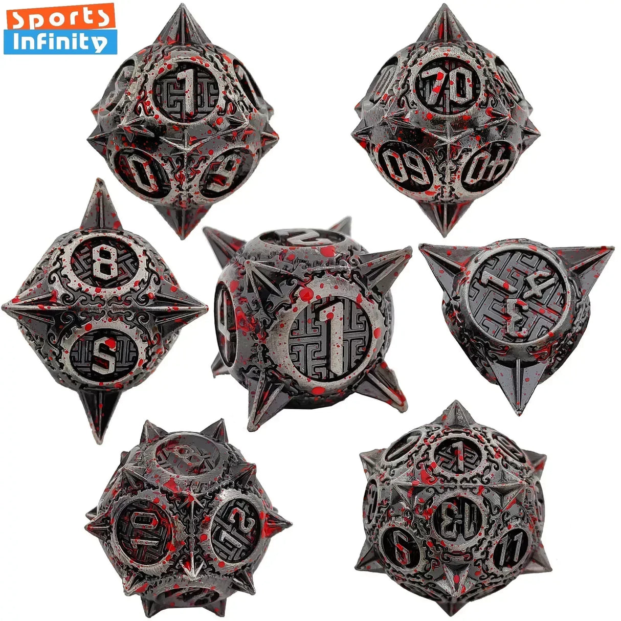 7pcs Solid Metal Dice Beautiful and Finely Crafted Number Dice Set for Dnd TRPG RPG Cthulhu Dice Running Team Desktop Decoration