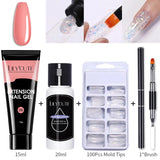 LILYCUTE Nail Extension Gel Set 15ml French Quick Prolong Finger Extend Mold Manicure Kit Long Lasting Construction Crystal Gel