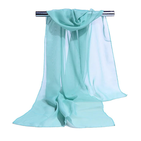 Korean Solid Color Transparent Chiffon Silk Scarf Summer Beach Towel Sunscreen Shawl Women Wedding Evening Party Dress Scarf R21