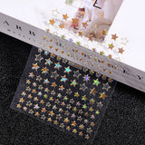 3D Gold Sun/Moon/Star Bronzing Nail Art Sticker 8*10cm Laser Star Moon Design Nail Decal Gold Silver Self-Adhesive Slider &*&