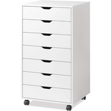 DEVAISE 7-Drawer Chest, Wood Storage Dresser Cabinet with Wheels, White