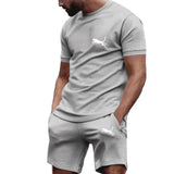 2024 New Men’s Sportswear Summer Suit Men’s Fitness Suit Sports Suit Short Sleeved T-shirt + Shorts Quick Drying 2 Piece Sets