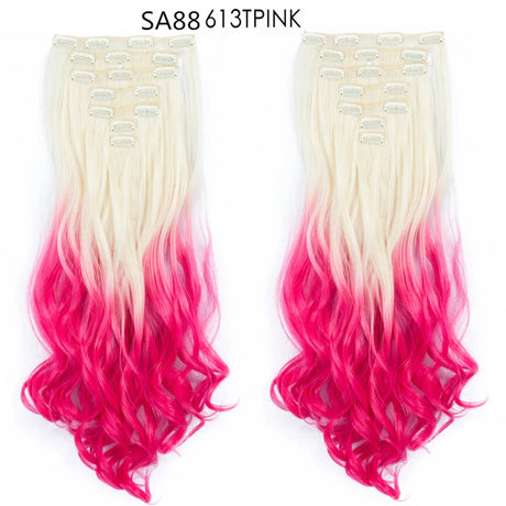 Set Hair Clip In Hair Extensions With Clips Hairpieces Synthetic Extension False/Fake Hair Blonde Eunice Hair Long Hair Pieces