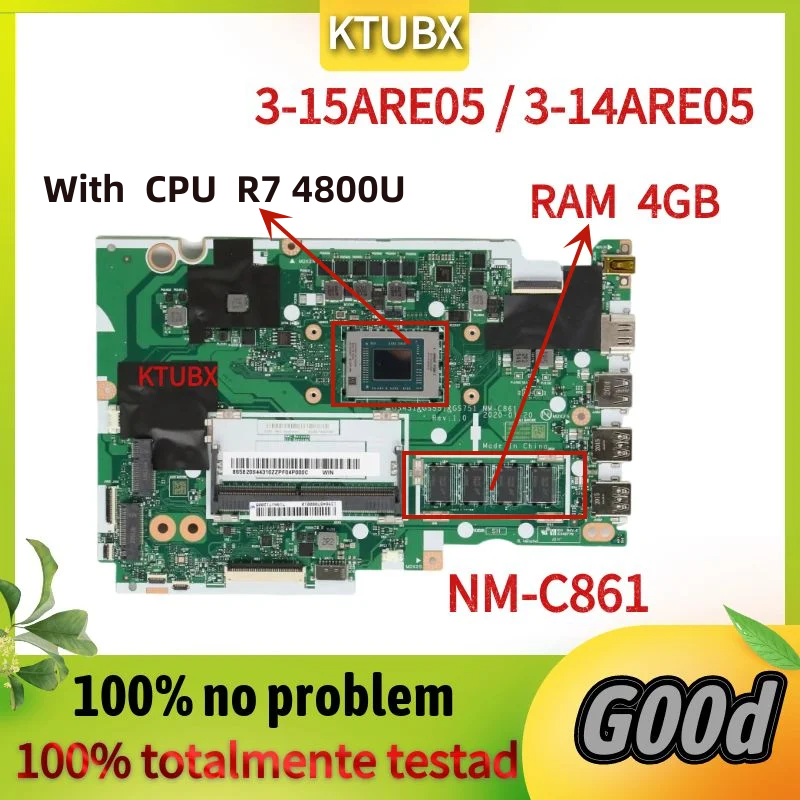 NM-C861.For Lenovo IdeaPad 3-15ARE05/3-14ARE05/IdeaPad 3-17ARE05 Laptop Motherboard.With R3 R5 R7 AMD CPU.4G RAM.100% test work