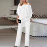 New Style Matching Series Fashion Plus Size Women's Bat Sleeve Top Off The Shoulder Party Elegant Pants Women's Two Piece Set