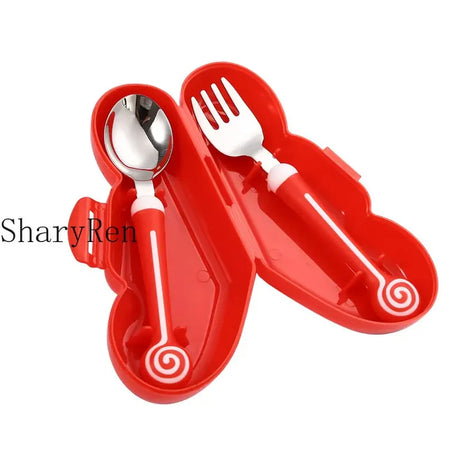 Baby Gadgets Lollipop Baby Spoon Fork Children Utensil Stainless Steel Toddler Dinnerware Cutlery Infant Feeding Tableware Set