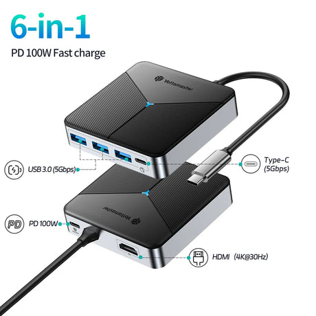 Yottamaster 10in1 USB C Hub Type C to HDMI-compatible Docking Station 2.5G Network Ethernet Port Adapter For Laptop Macbook Pro