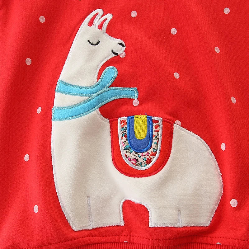 Little maven Baby Girls Sweatshirts Cotton Cartoon Alpaca Hoodies Kids Tops Autumn Casual Clothes Jacket Coat for Child