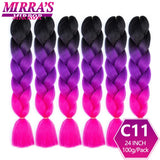 24inch Jumbo Braids Synthetic Hair For Box Braid Ombre Braiding Hair Extensions Three Tone Black Brown Blue Pink Mirra’s Mirror