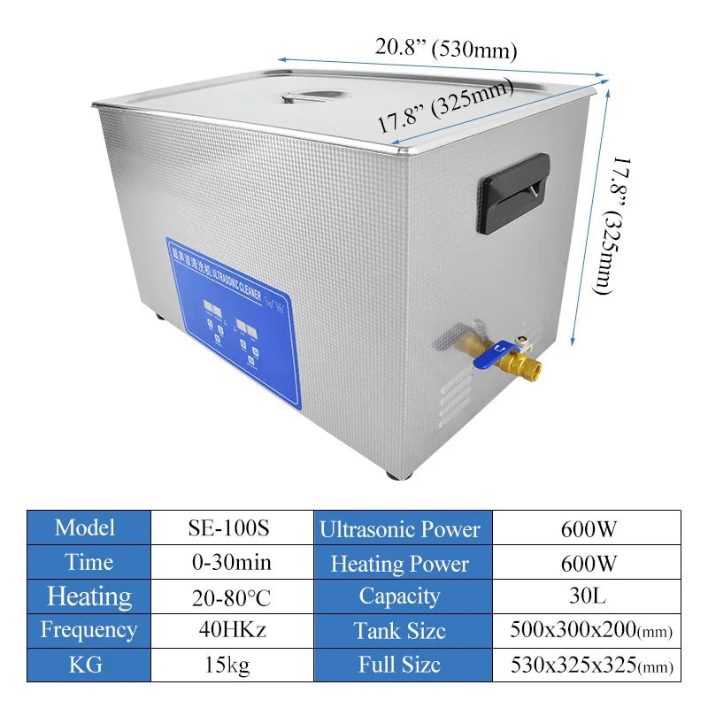 10L-30L 220V Portable Washing Machine Heater Timer Ultrasound Bath Ultrasonic Cleaner for Auto Parts Oil Rust Wax Dust Removal