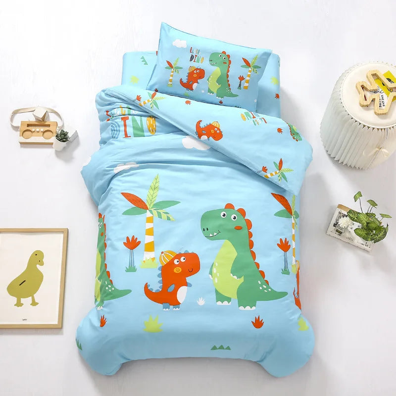 Children's Cotton Three-piece Set Kindergarten Nap Cartoon Bed Sheet Quilt Cover Cotton Bedding Kit Pillowcase CP27